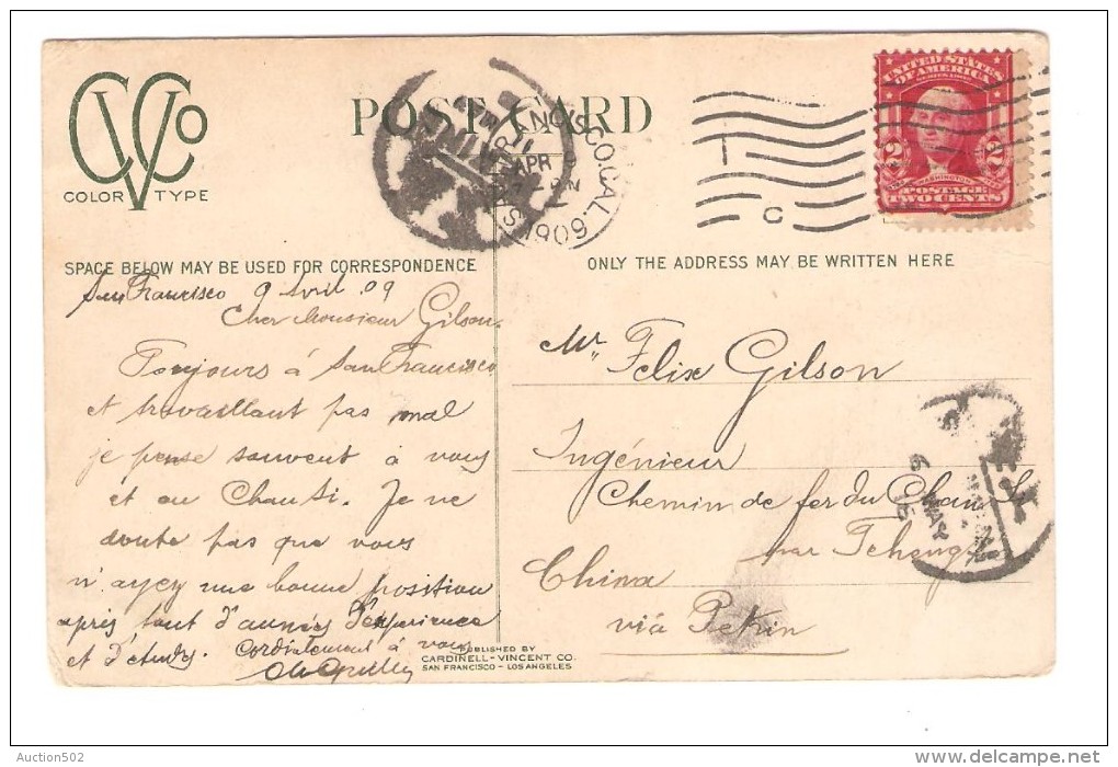 US Stamp Washington On PC Chinese Drugstore C.San Francisco 190ç To China Belgian Engineer PR2599 - Lettres & Documents