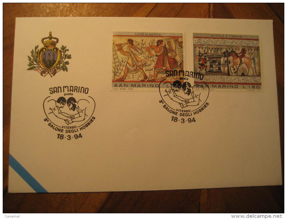 San Marino 1994 Hobby Hobbies Archaeology Archeology Painting Dog Dogs Cancel Cover Italy - Lettres & Documents