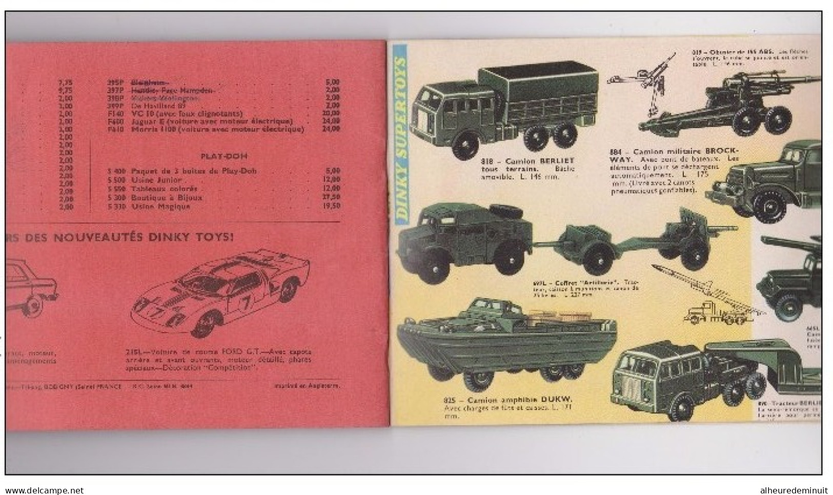 catalogue DINKY TOYS"SUPERTOYS"1965/1966"voiture miniature"autobus"camions"militaire"maquette"DS"Peugeot"Renault"Citroën