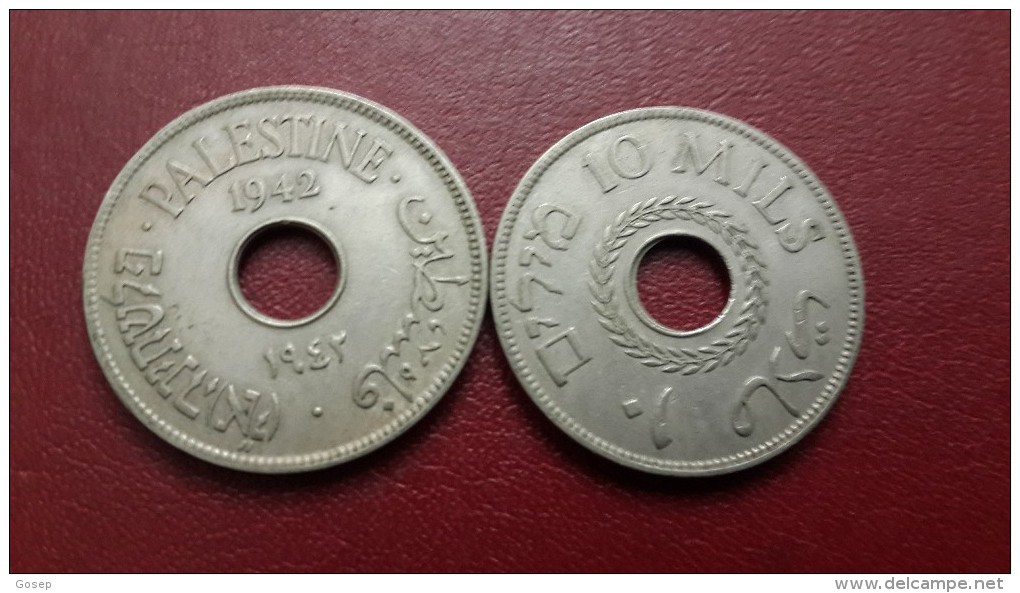 Israel-mandate Coins-(10 Mils)-(1942)-nikal-good - Non Classés