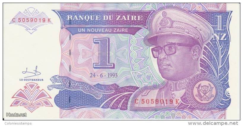 (B0144) ZAIRE, 1993. 1 Nouveau Zaire. P-52. UNC - Zaire