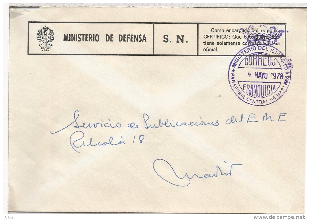 CC FRANQUICIA MILITAR MINISTERIO DE DEFENSA PAGADURIA CENTRAL DE HABERES - Military Service Stamp