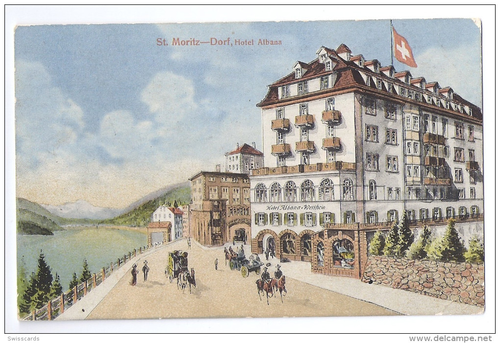 ST.MORITZ: Hotel Albana Mit Kutschen ~1910 - Saint-Moritz