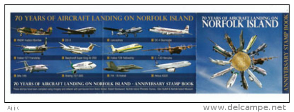 Histoire De L'aviation à L'île NORFOLK (DC 3,Airbus A320,C-130 Hercules,Boeing 737-300,Fokker F27,etc) Carnet Neuf ** - Airplanes