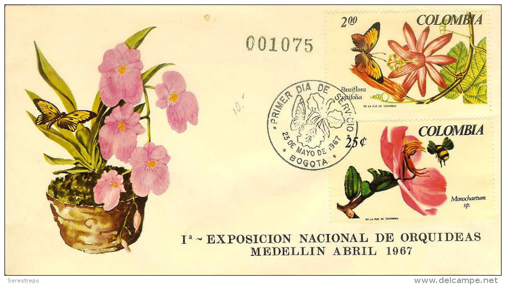 COLOMBIA 1967.05.23 F.D.C.: I Exposicion De Orquídeas - Colombia