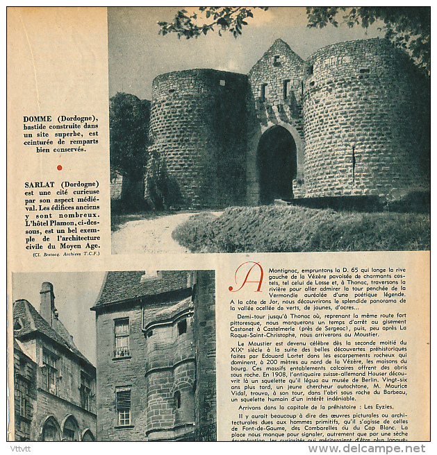 1952 : Document, LE PERIGORD (5 Pages Illustrées) Domme, La Roque-Gageac, Beynac, Sarlat, Cadouin, Les Eyzies, Lascaux.. - Non Classés