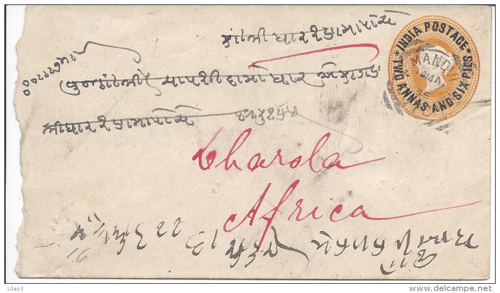 Inde Entier Postal 1895 Victoria 2 ANNAS AND 6 PIES Pour L'Afrique Cachet Bombay Salaam Aden Seao Post Office TTB - Autres & Non Classés