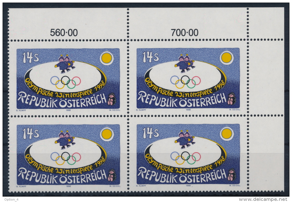 **Österreich Austria 1998 ANK 2274 Mi 2243 (1) Block Of 4 Olympic Winter Games Nagano Painter Gottfried Kumpf MNH - Ungebraucht