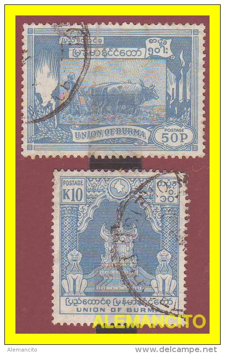 MYANMAR  ( BURMA )     2 SELLOS VALORES  DIFERENTES - Myanmar (Burma 1948-...)