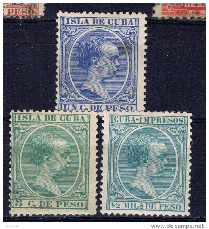 C+ Kuba 1891 1894 1896 Mi 79 88 106 Alfons XIII. - Cuba (1874-1898)