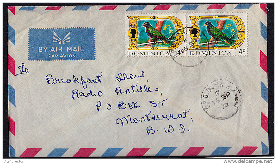 A5533 DOMINICA 1970, 2 @ 276 Imperial Amazon On Cover To Montserrat - Dominica (1978-...)