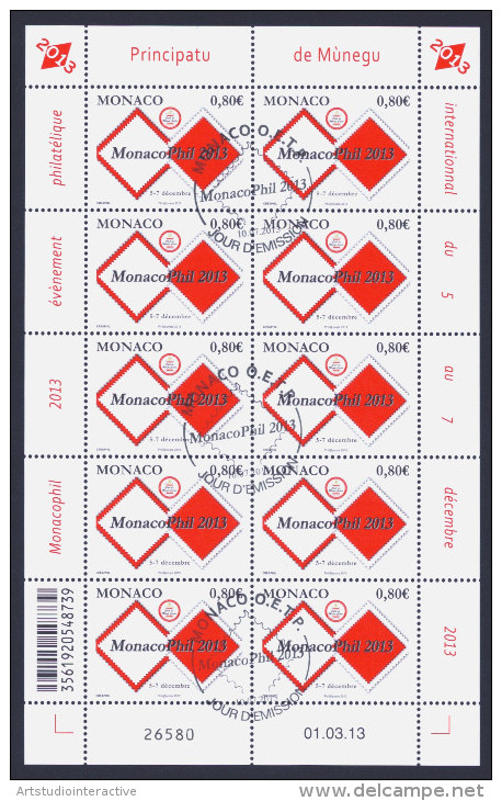 2013 MONACO "MONACOPHIL 2013" MF ANNULLO PRIMO GIORNO - Used Stamps