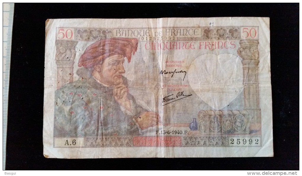 Billet 50 Francs "Jacques Coeur"-1940,  A.6 - 50 F 1940-1942 ''Jacques Coeur''