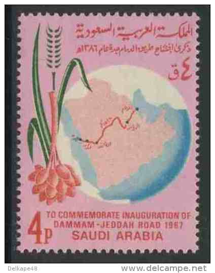 Saudi Arabia 1968 Mi 397 ** Route Map And Dates – Inauguration Of Damman-Jeddah Highway / Autobahn Damman-Djidda (1967) - Saoedi-Arabië