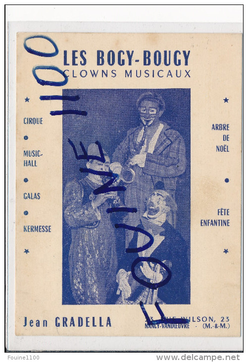 Carte ( Format 14 X 10,5 Cm ) Clowns Musicaux  LES BOGY BOUGY ( Jean Gradella ) Rue Wilson à Nancy Vandoeuvre ( Cirque - Cirque