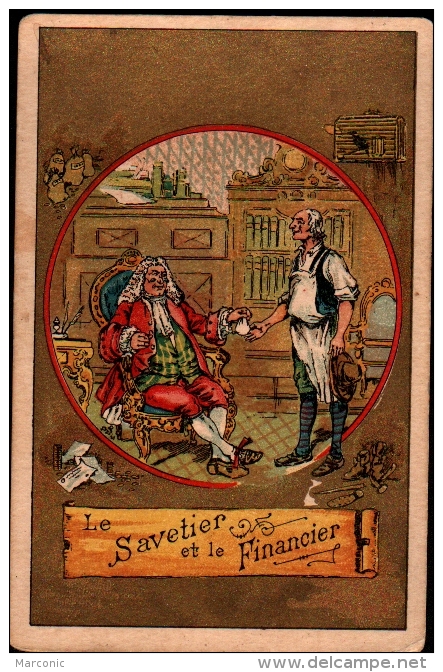 Chromo Dorée 1887 - Fable De La Fontaine - Le SAVETIER Et Le FINANCIER - Illust. V.A.Q. - Autres & Non Classés