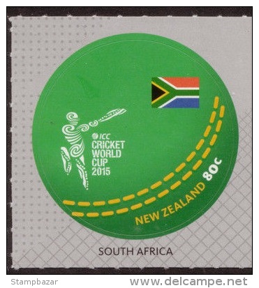 NEW ZEALAND 2015 ICC Cricket World Cup Self-adhesive Round Odd Shape South Africa Stamp Sports Ball Flag MNH 1v - Unused Stamps