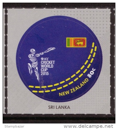 NEW ZEALAND 2015 ICC Cricket World Cup Self-adhesive Round Odd Shape Sri Lanka Stamp Sports Ball Flag MNH 1v - Unused Stamps