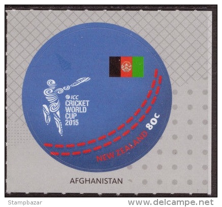 NEW ZEALAND 2015 ICC Cricket World Cup Self-adhesive Round Odd Shape Afghanistan Stamp Sports Ball Flag MNH 1v - Ungebraucht