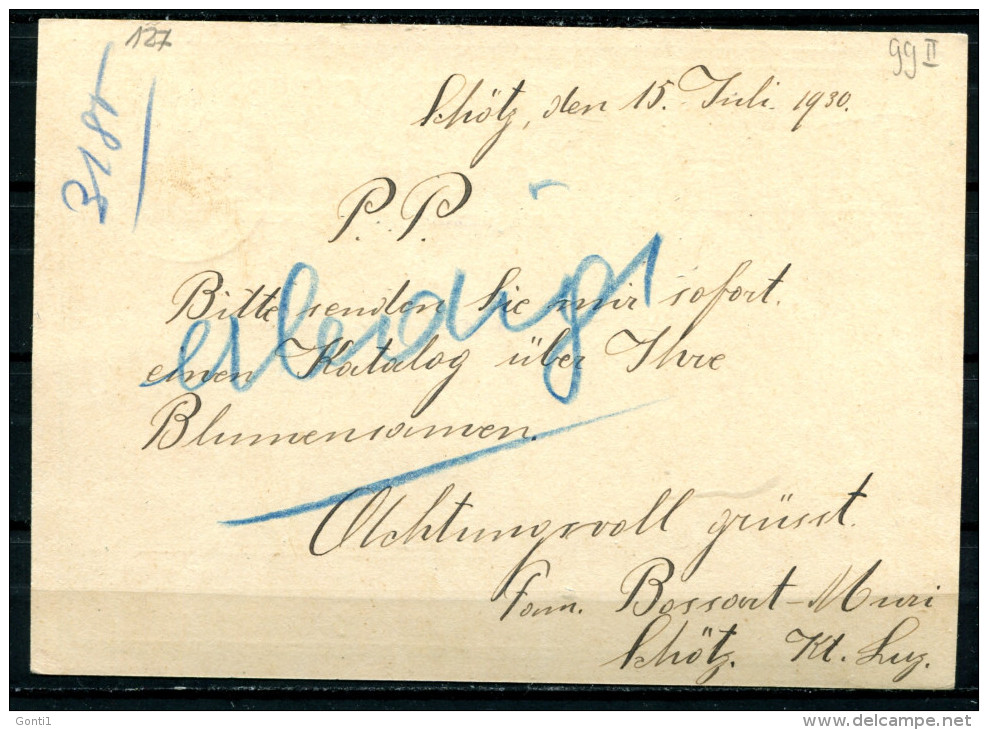 Schweiz 1930 Bildpostkarte Mi.Nr.P127 ,10 Rappen Grün"Olten"bef."Schötz-Basel  "1 GS Used,bef. - Stamped Stationery