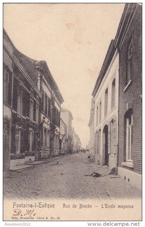 FONTAINE-L´EVEQUE : Rue De Binche - L'école Moyenne - Fontaine-l'Evêque