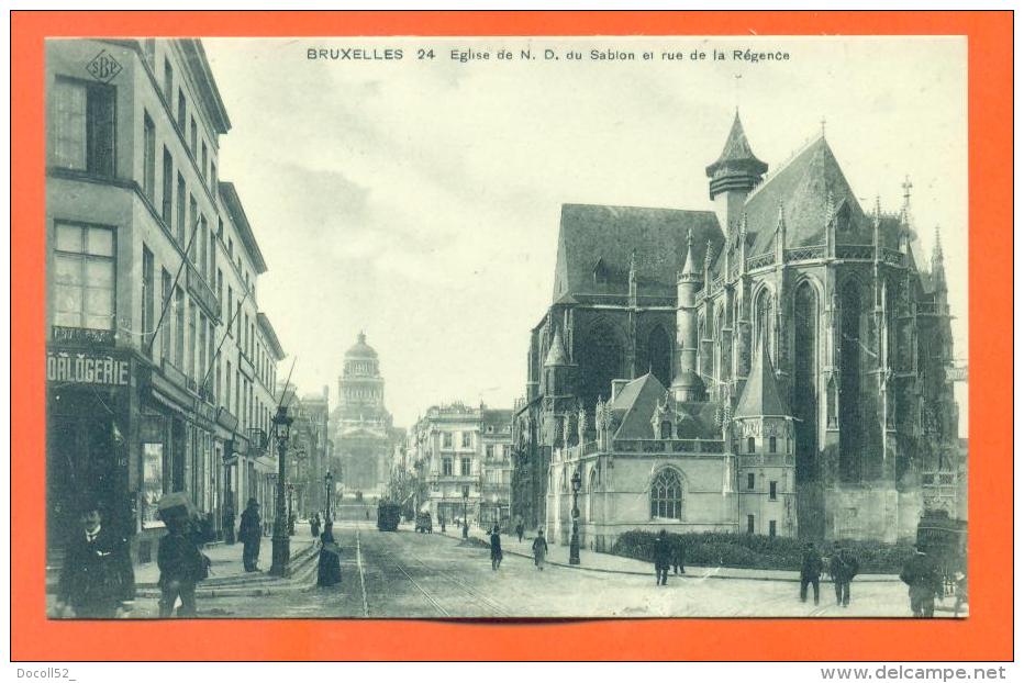 Bruxelles  "  Eglise De N D Du Sablon Et Rue De La Regence  " - Avenues, Boulevards