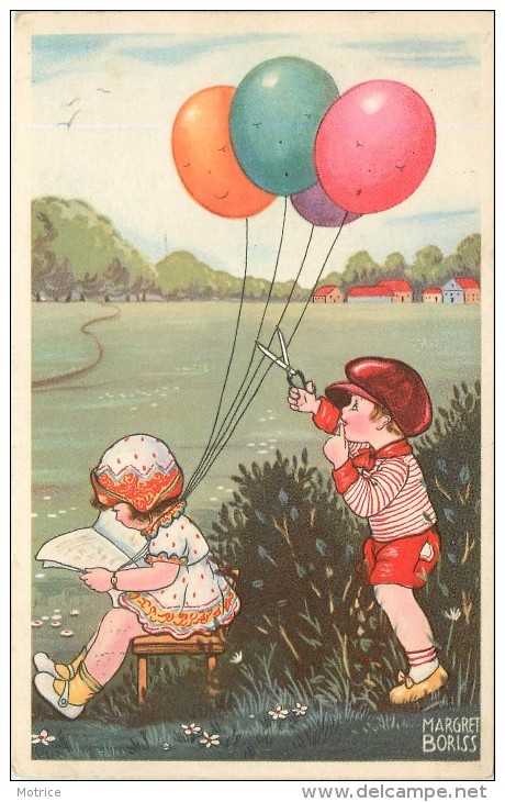 BORISS MARGET (illustrateur) -Enfants Et Ballons, Lot De Deux Cartes (cartes Humoristiques) - Boriss, Margret