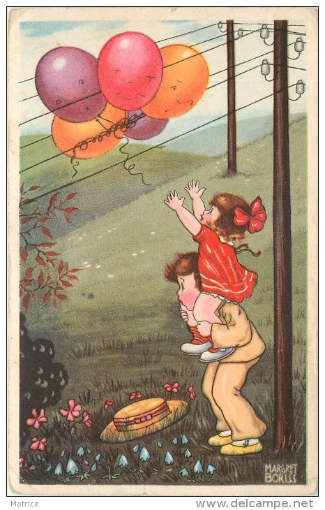 BORISS MARGET (illustrateur) -Enfants Et Ballons, Lot De Deux Cartes (cartes Humoristiques) - Boriss, Margret