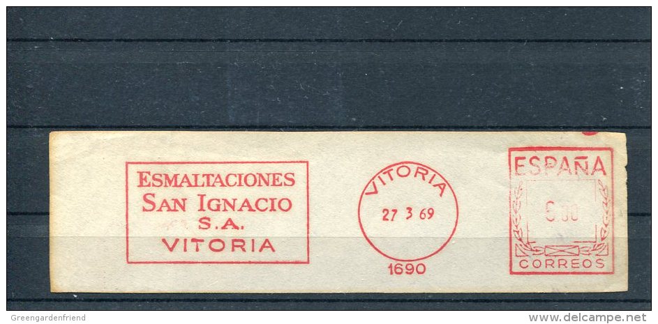3933 Spain,  Red Meter  Freistempel, Vitoria,  Esmaltaciones San Ignacio Vitoria,  Fragment !!! - Machines à Affranchir (EMA)