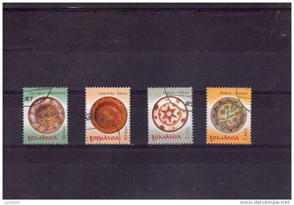 2007 - Céramiques Roumaines ( III) FARFURII  Michel= 6222/6225 Et YV= 5238/5241 (3.00 EURO) - Used Stamps