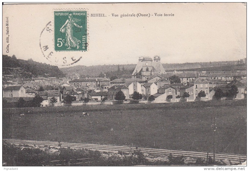 Cp , 55 , SAINT-MIHIEL , Vue Générale (Ouest) , Voie Ferrée - Saint Mihiel