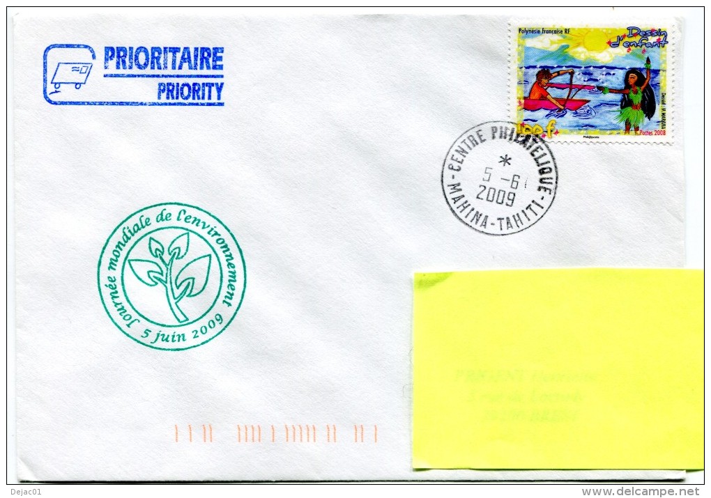 Polynésie - Cachet Commémoratif - Journée Mondiale De L'environnement 5 Juin 2009 - R 2221 - Autres & Non Classés