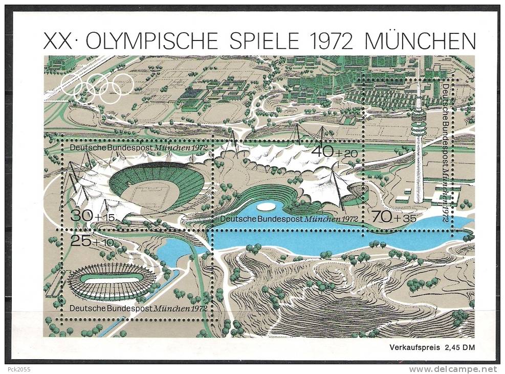 BRD 1972 MiNr.723 - 726 Block 7  ** Postfrisch Olympische Sommerspiele München   (  E 6 )günstigen Versand - 1959-1980