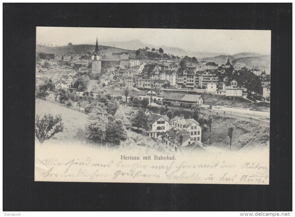 Schweiz AK  Herisau Mit Bahnhof 1904 - Herisau