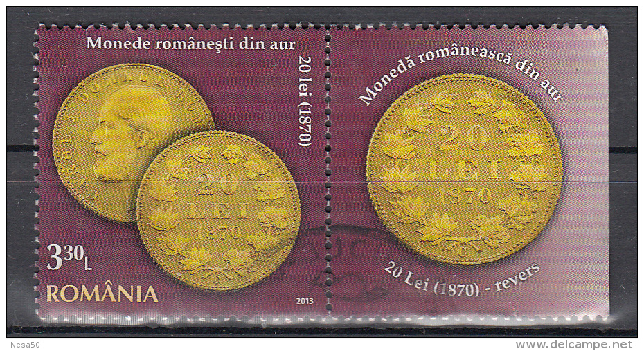 Roemenie 2013 Mi Nr 6732  Gouden Munt 20 Lei, Karl I. (1870)  Met Tab De Achterzijde Van De Munt - Gebraucht