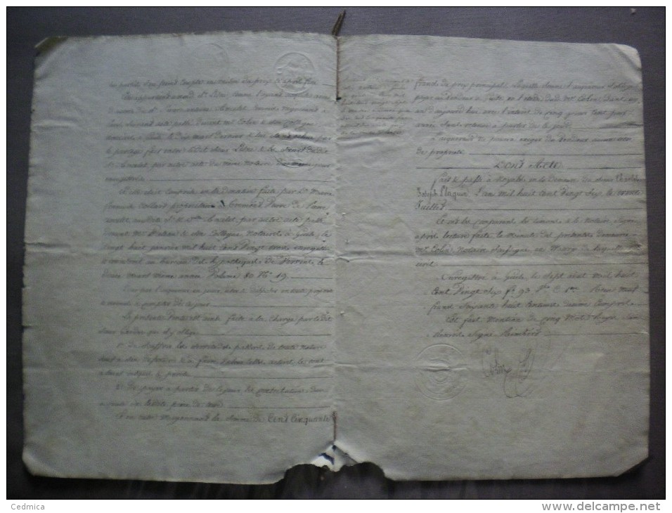 30 JUILLET 1826 NOYALES VENTE D'UNE PIECE DE TERRE PAR PIERRE JOSEPH LESNE A BERNOT A LOUIS GARDEZ TISSEUR EN COTON A NO - Manuscrits