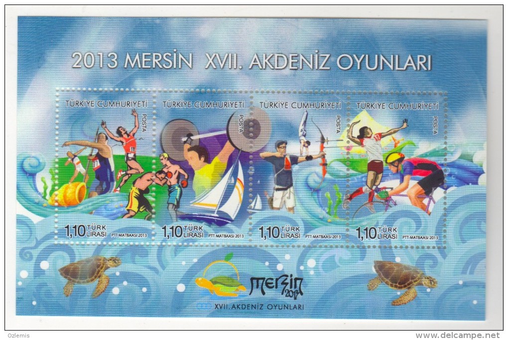 TURKEY 2013, MERSIN 17TH MEDITERRANEAN GAMES, SPORTS, TURTLE, MNH - Neufs