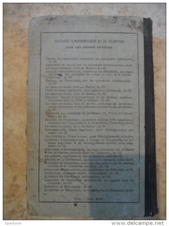 Arithmétique - Cours Supérieur (Par Les Frères Des écoles Chrétiennes) éditions Alfred Mame & Fils - 18+ Years Old