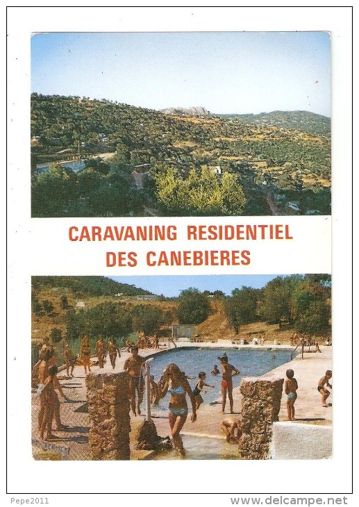 CPA  83 LE MUY Caravaning Résidentiel Canebières 2 Vues Environs Avec Piscine + Gros Plan Piscine - Le Muy