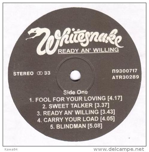 LP 33 RPM (12")  Whitesnake  "  Ready An' Willing  "  Russie - Hard Rock En Metal