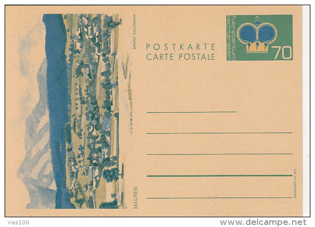 MAUREN VILLAGE PANORAMA, PC STATIONERY, ENTIER POSTAL, LIECHTENSTEIN - Stamped Stationery