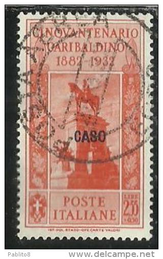 EGEO 1932 CASO GARIBALDI LIRE 2,55 + 50 CENT. USATO USED OBLITERE´ - Egeo (Caso)
