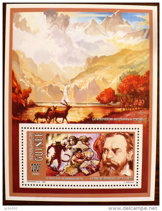 GUINEE Musique, DVORAK, BLOC DE LUXE DU N° Yvert 954 ** Neuf Sans Charniere. MNH - Music