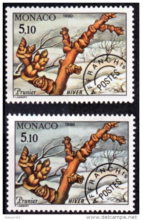 Monaco Préo 109 Variété Fond Jaune Et Fond Gris Prunier Neuf ** TB  MNH Sin Charnela - Variétés