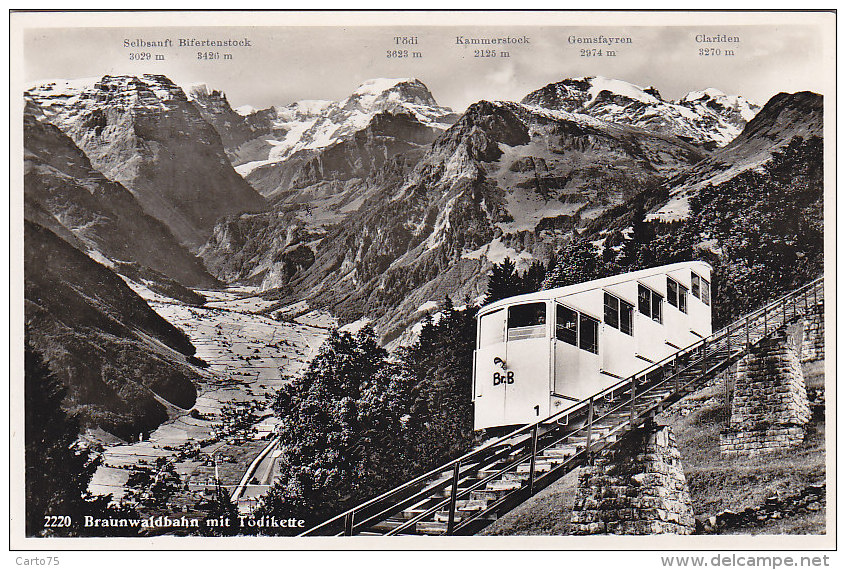 Suisse - Braunwald - Braunwaldbahn Mit Tödikette - Funiculaire Chemins De Fer Autrichien - Braunwald