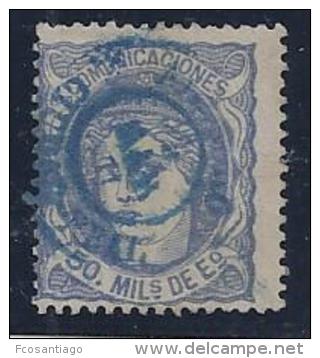 ESPAÑA 1870 - Edifil #107 Usado Con Fechador Azul - VFU - Nuevos