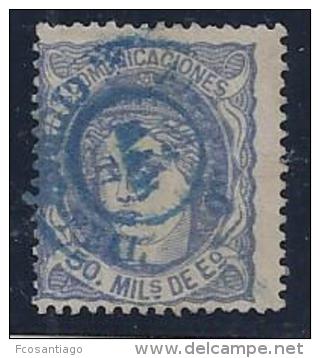 ESPAÑA 1870 - Edifil #107 Usado Con Fechador Azul - VFU - Ungebraucht