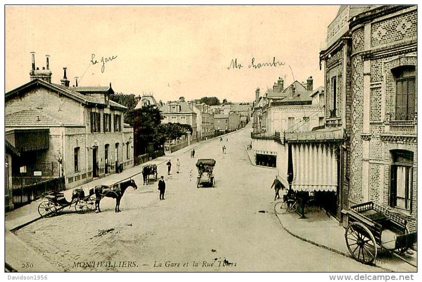 Carte  Cpa -    Montivilliers -  La Gare Et La Rue  Thiers     ,  Animée           Ah793 - Montivilliers