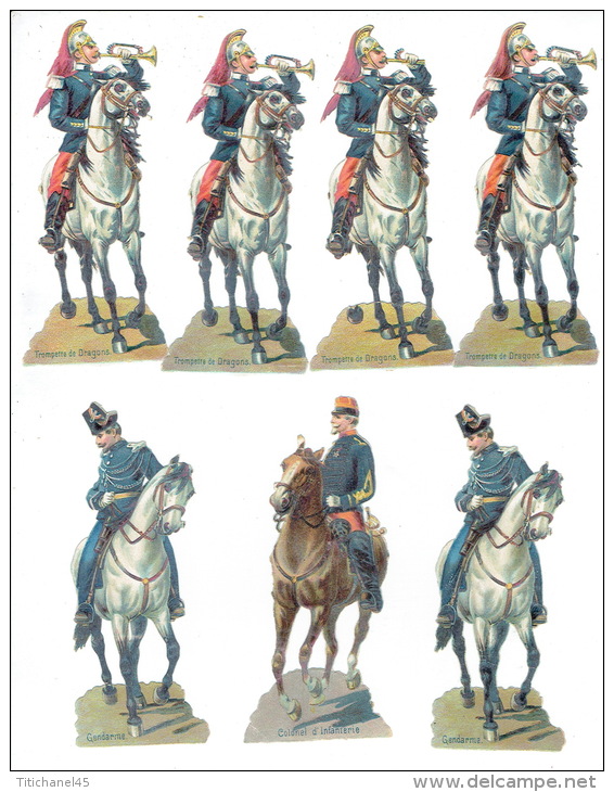 Lot De 7 Chromos (12 X 5 Cm) - Cavaliers-soldats - Autres & Non Classés