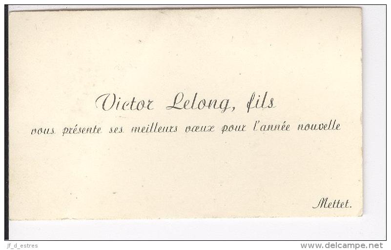 Carte De Visite Avec Voeux De Nouvel An Victor Lelong, Mettet - Cartes De Visite